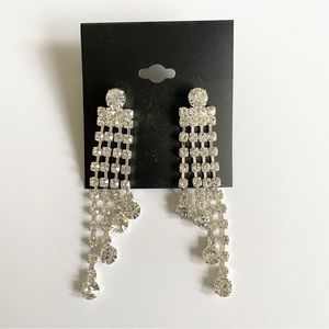 Costume Rhinestone Waterfall Chandelier Dangle Earrings